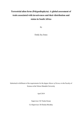 Polypodiophyta): a Global Assessment of Traits Associated with Invasiveness and Their Distribution and Status in South Africa