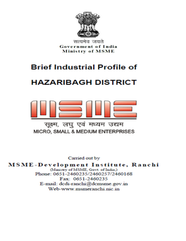 Brief Industrial Profile of HAZARIBAGH District
