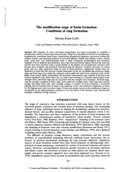 The Modification Stage of Basin Formation