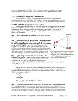 7-7 Combining Energy and Momentum to Analyze Some Situations, We Apply Both Energy Conservation and Momentum Conservation in the Same Problem