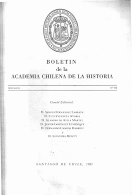 BOLETIN De La ACADEMIA CHILENA DE LA HISTORIA