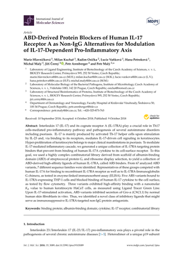 ABD-Derived Protein Blockers of Human IL-17 Receptor a As Non-Igg Alternatives for Modulation of IL-17-Dependent Pro-Inﬂammatory Axis