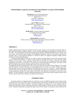 Monitoring Lake Ice Seasons in Southwest Alaska with Modis Images