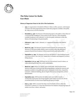 The Paley Center for Media Fact Sheet