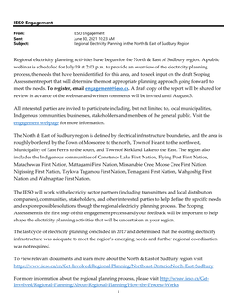 Regional Electricity Planning in the North & East of Sudbury Region