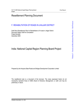 Resettlement Planning Document India: National Capital Region
