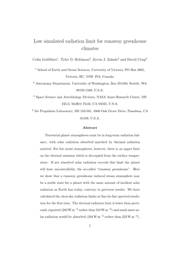 Low Simulated Radiation Limit for Runaway Greenhouse Climates