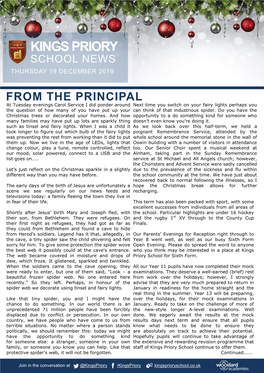 Kings Priory School News Thursday 19 December 2019