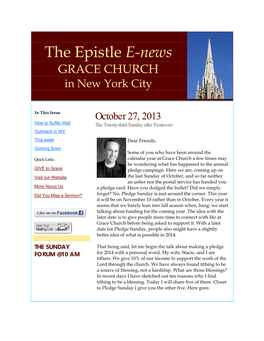 The Epistle E-News GRACE CHURCH in New York City