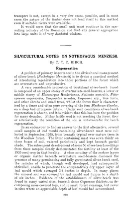 SILVICULTURAL NOTES on NOTHOFAGUS MENZIESII. by T