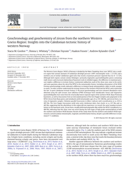 Geochronology and Geochemistry of Zircon from the Northern Western Gneiss Region: Insights Into the Caledonian Tectonic History of Western Norway