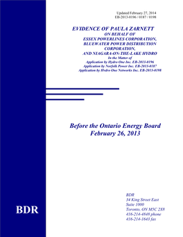Before the Ontario Energy Board February 26, 2013