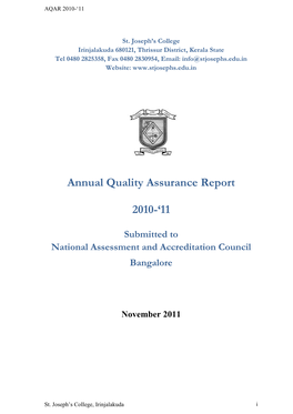 Annual Quality Assurance Report 2010-'11