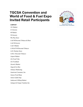TGCSA Convention and World of Food & Fuel Expo Invited Retail