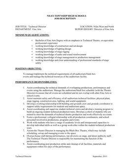 Technical Director Position (Sept. 2013