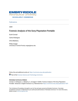 Forensic Analysis of the Sony Playstation Portable