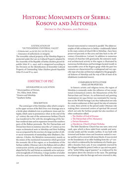 Historic Monuments of Serbia: Kosovo and Metohija Districts: Peć, Prizren, and Priština