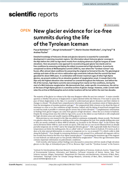 New Glacier Evidence for Ice-Free Summits During the Life of The