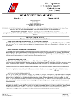 Local Notice to Mariners Lnm11102015