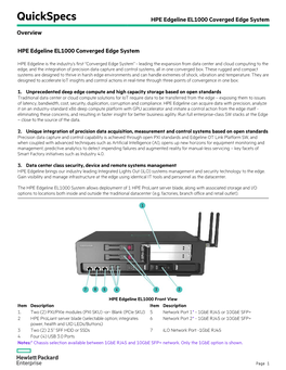 HPE Edgeline EL1000 Converged Edge System