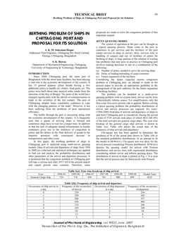 Berthing Problem of Ships in Chittagong Port and Proposal for Its Solution