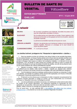 BULLETIN DE SANTE DU VEGETAL Viticulture