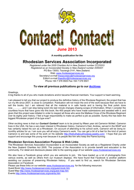 June 2013 Rhodesian Services Association Incorporated