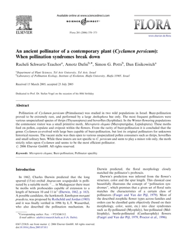 (Cyclamen Persicum): When Pollination Syndromes Break Down Racheli Schwartz-Tzachora, Amotz Dafnib,Ã, Simon G