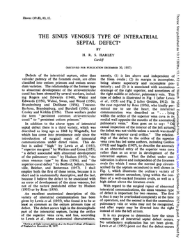 The Sinus Venosus Typeof Interatrial Septal Defect*