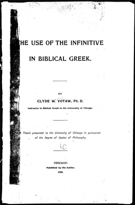 The Use of the Infinitive in Biblical Greek. PDF by Library of Congress