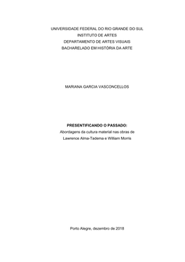 Universidade Federal Do Rio Grande Do Sul Instituto De Artes Departamento De Artes Visuais Bacharelado Em História Da Arte