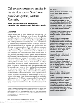 Oil–Source Correlation Studies in the Shallow Berea Sandstone