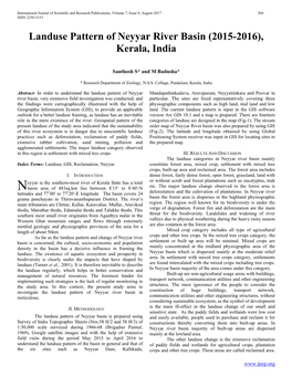 Landuse Pattern of Neyyar River Basin (2015-2016), Kerala, India