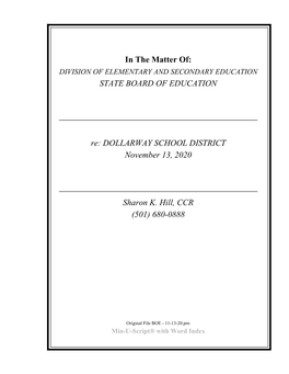 F-Re: DOLLARWAY SCHOOL DISTRICT-November 13, 2020