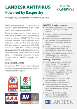 LANDESK ANTIVIRUS Powered by Kaspersky Protect Your Endpoints from One Console