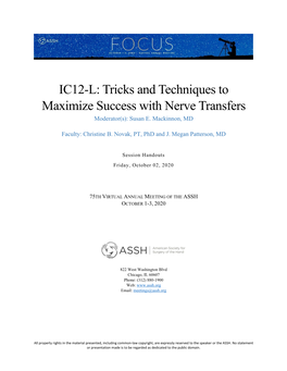 Tricks and Techniques to Maximize Success with Nerve Transfers