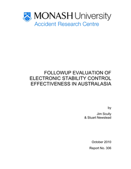 Followup Evaluation of Electronic Stability Control Effectiveness in Australasia