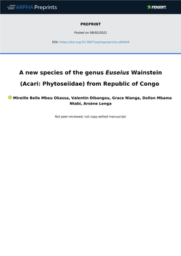 A New Species of the Genus Euseius Wainstein (Acari: Phytoseiidae)