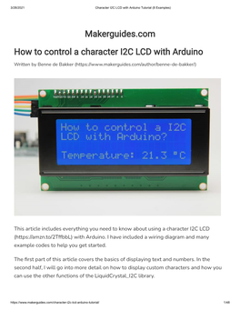 Character I2C LCD with Arduino Tutorial (8 Examples)