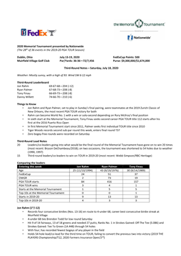 2020 Memorial Tournament Presented by Nationwide (The 28 Th of 36 Events in the 2019-20 PGA TOUR Season)