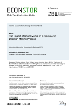 The Impact of Social Media on E-Commerce Decision Making Process