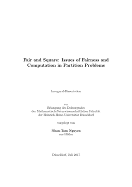 Issues of Fairness and Computation in Partition Problems