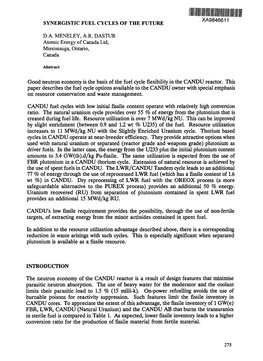 Good Neutron Economy Is the Basis of the Fuel Cycle Flexibility in the CANDU Reactor