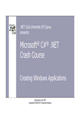 Microsoft® C#® .NET Crash Course