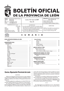 Boletín Oficial De La Provincia De León