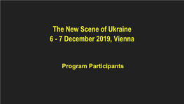 The New Scene of Ukraine 6 - 7 December 2019, Vienna