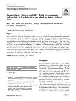 A New Species of Clinostomum Leidy, 1856 Based on Molecular and Morphological Analysis of Metacercariae from African Siluriform Fishes