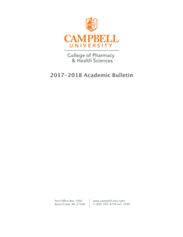 College of Pharmacy & Health Sciences Academic Bulletin