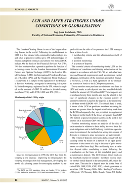 Lch and Liffe Strategies Under Conditions of Globalisation