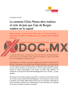 La Cantante China Moses Abre Mañana El Ciclo De Jazz Que Caja De Burgos Celebra En La Capital